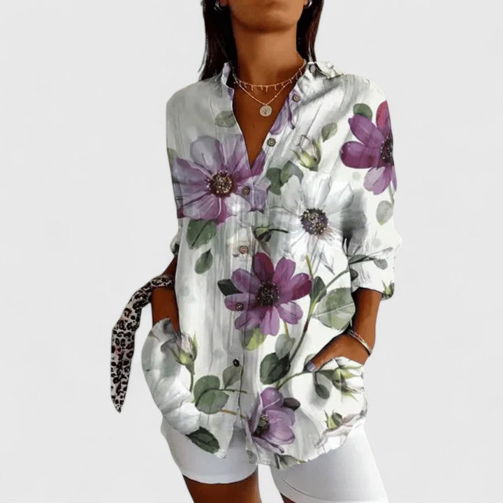 Katarine | Elegant Floral Blouse Purple