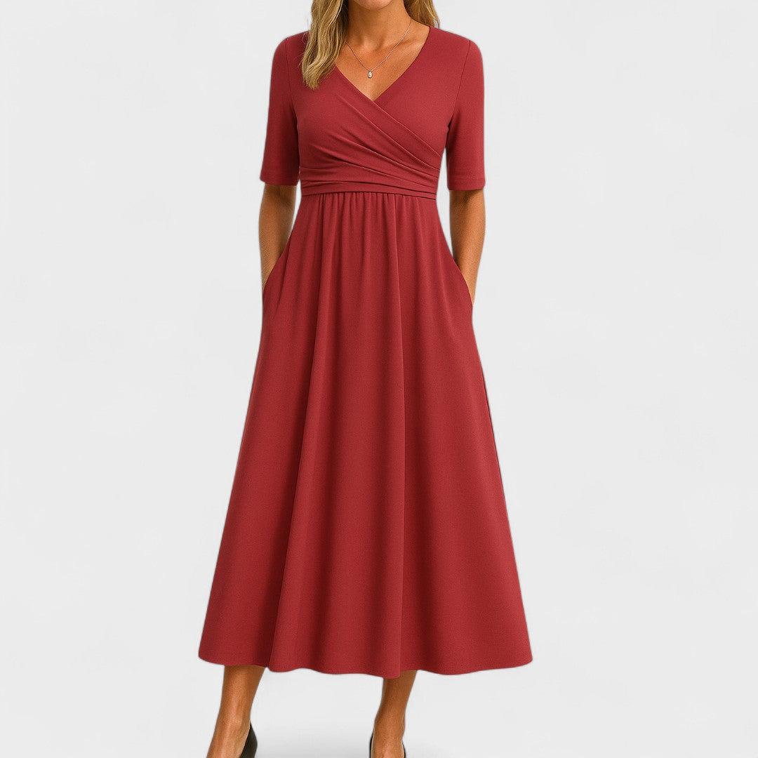 Phoebe | Elegant Midi Dress Red