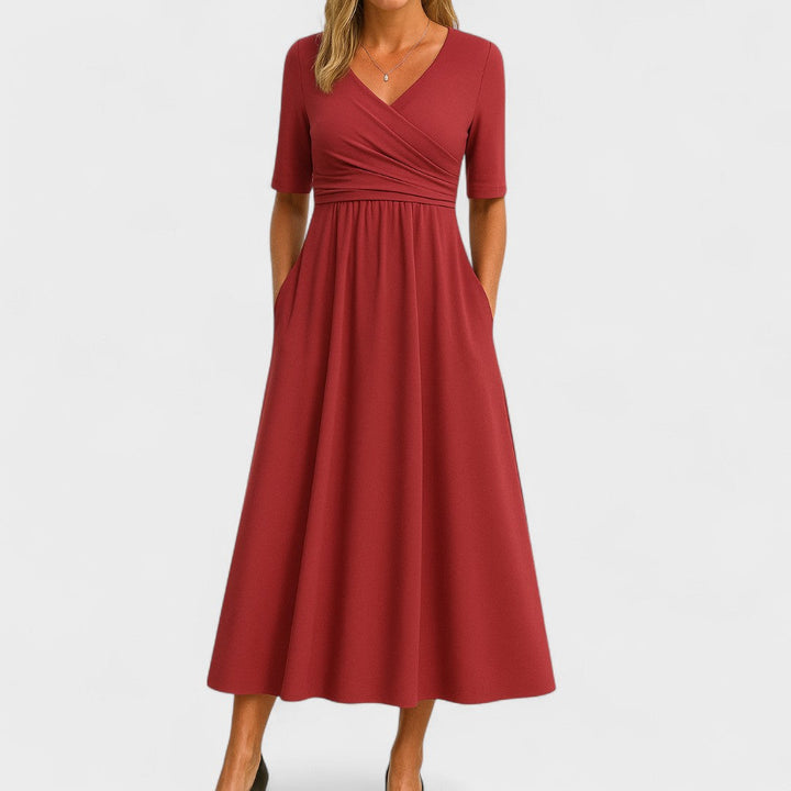 Phoebe | Elegant Midi Dress Red