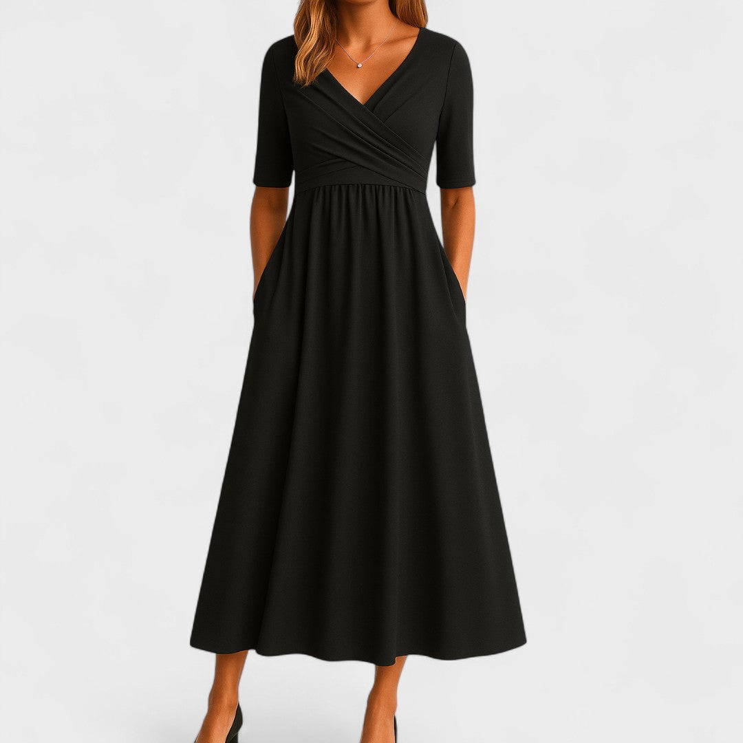 Phoebe | Elegant Midi Dress Black