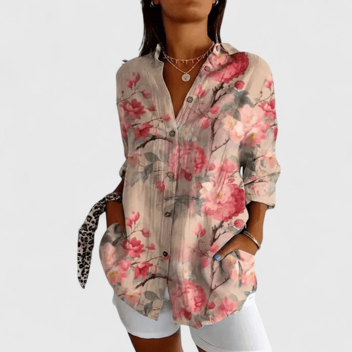 Katarine | Elegant Floral Blouse Pink