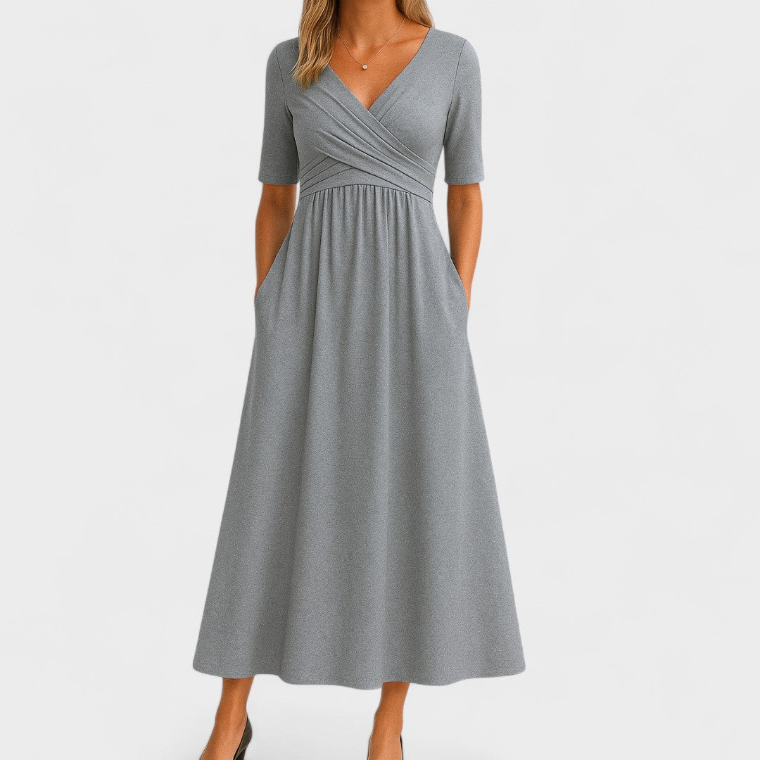 Phoebe | Elegant Midi Dress Gray