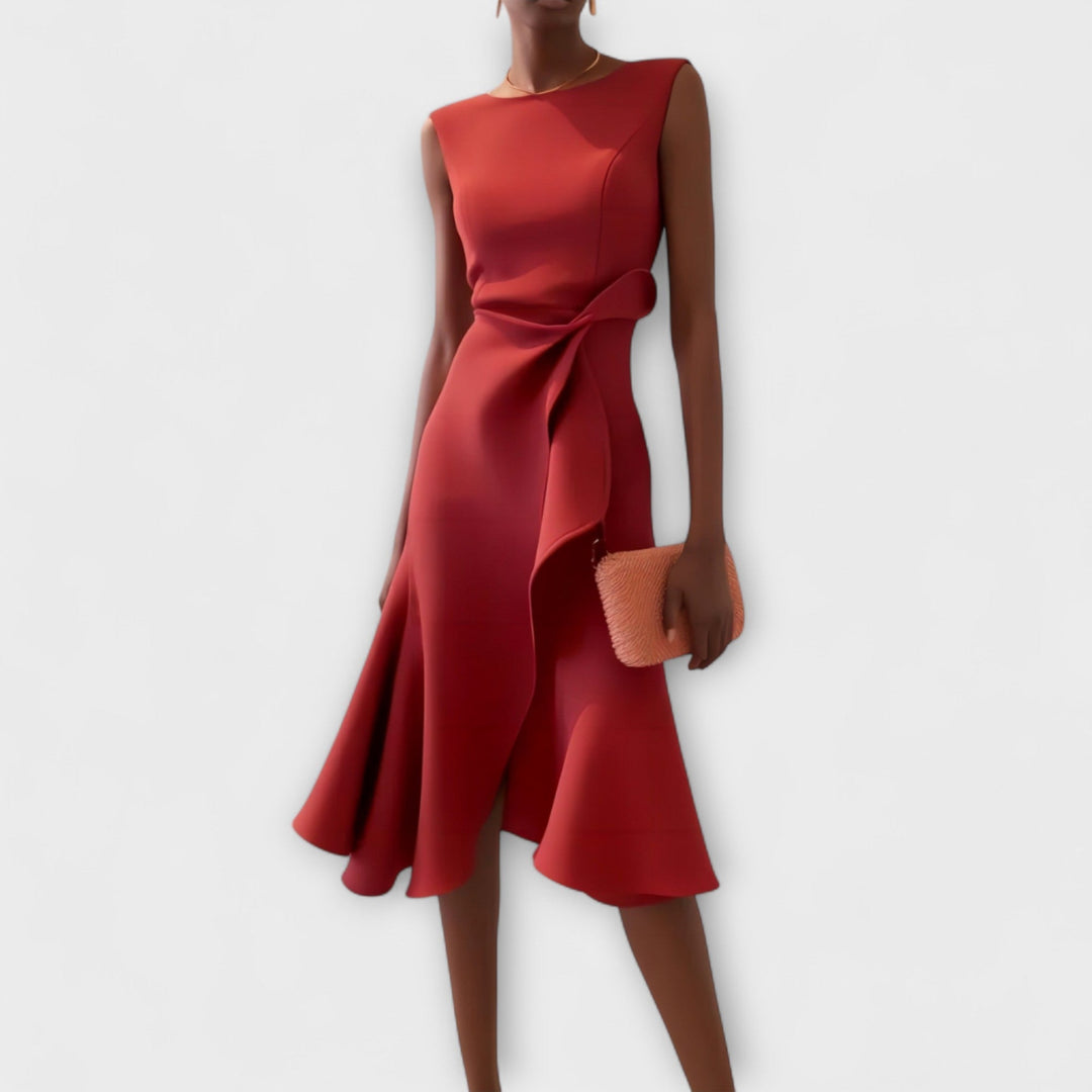 Darlene | Sophisticated Midi Dress Red