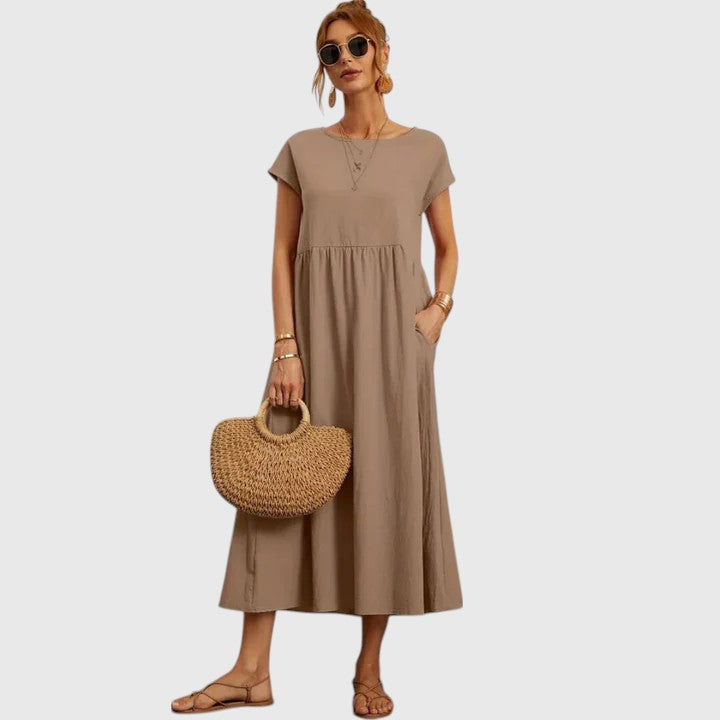 Fenella | Comfortable Midi Dress Khaki