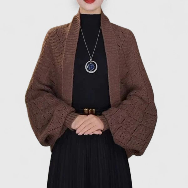 Elyzianne | Elegant Cardigan Brown One Size