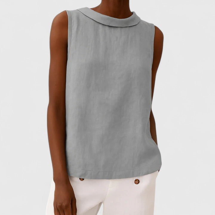 Anastine | Elegant Top with Roll Collar Gray