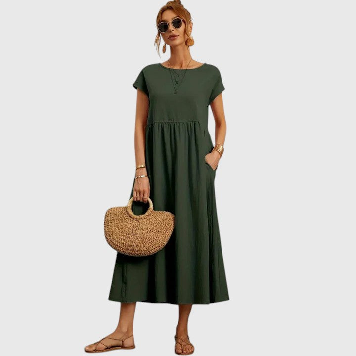 Fenella | Comfortable Midi Dress Dark Green