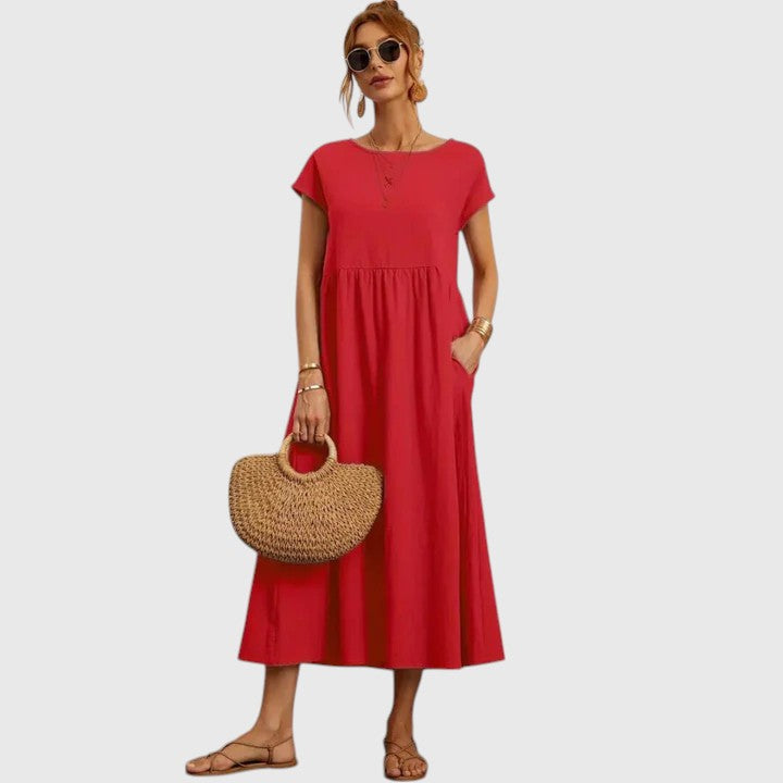 Fenella | Comfortable Midi Dress Red