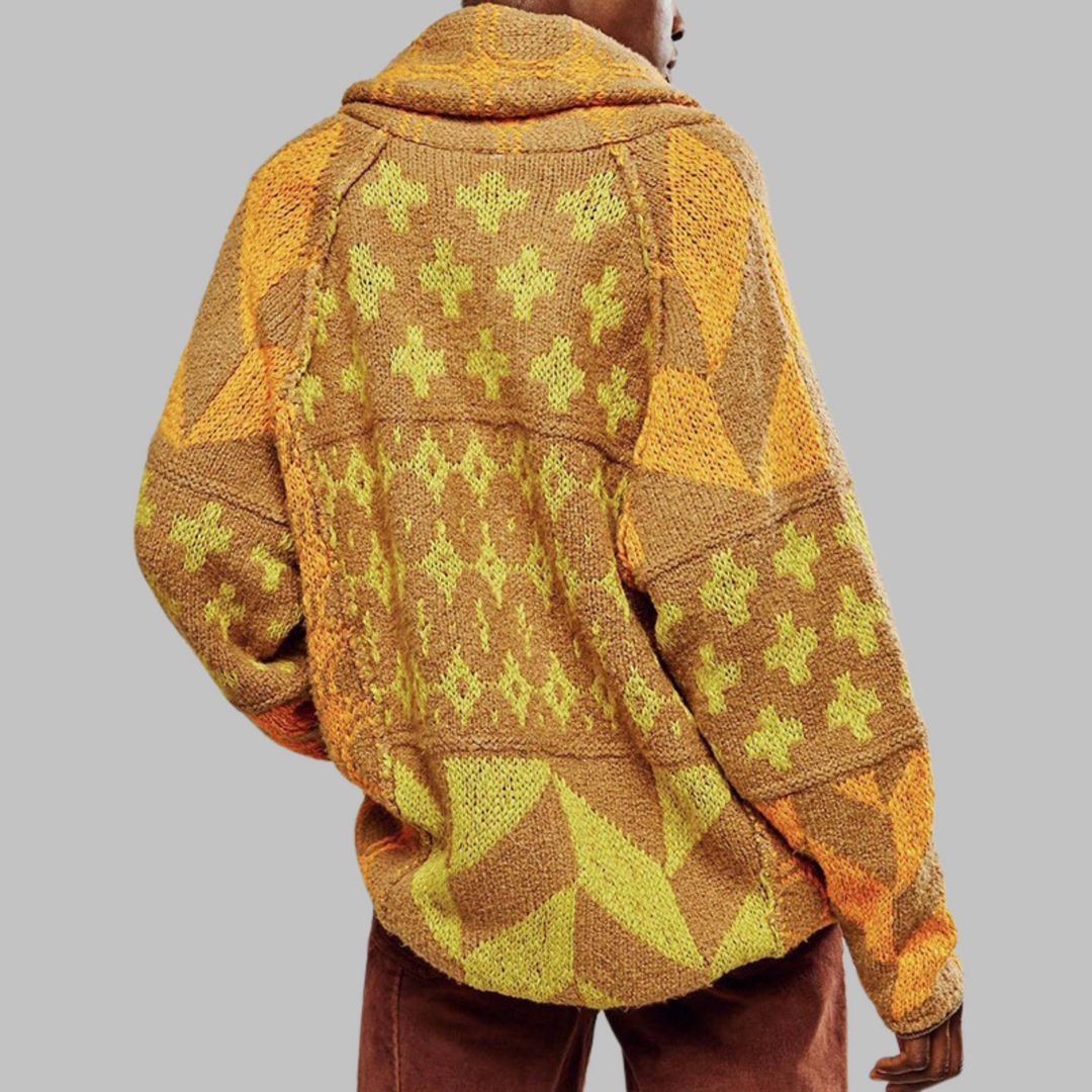 Evangelia | Elegant Cardigan Yellow One Size