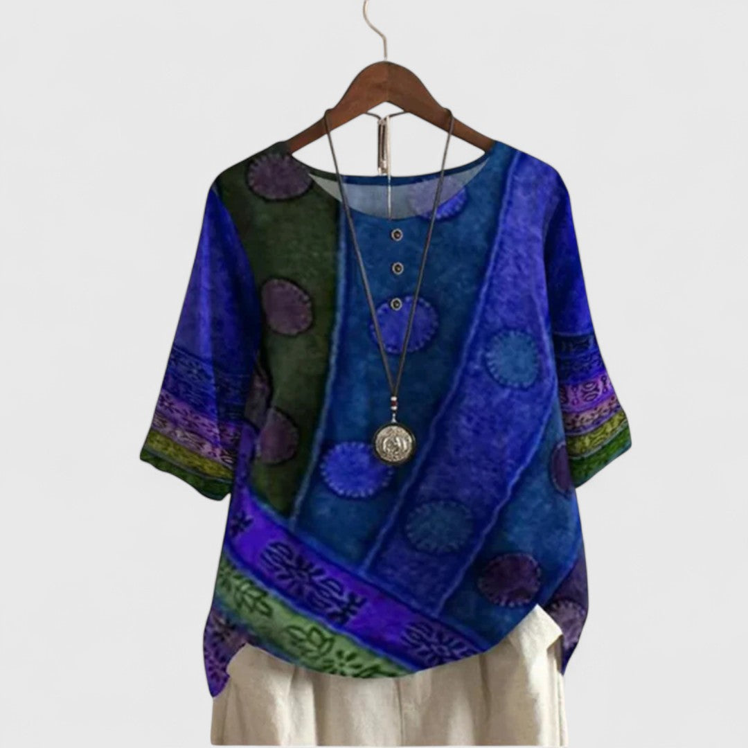 Auralie | Elegant Boho Top Blue