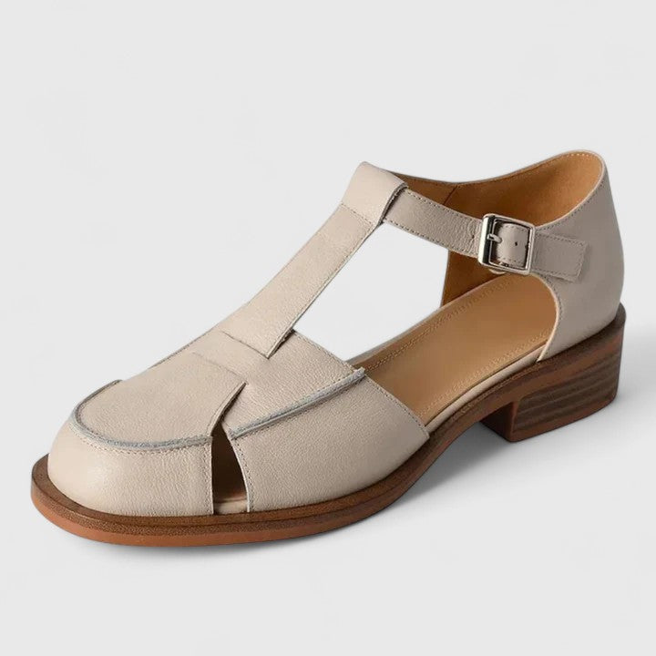 Thalina | Elegant Mary Jane Sandals Beige