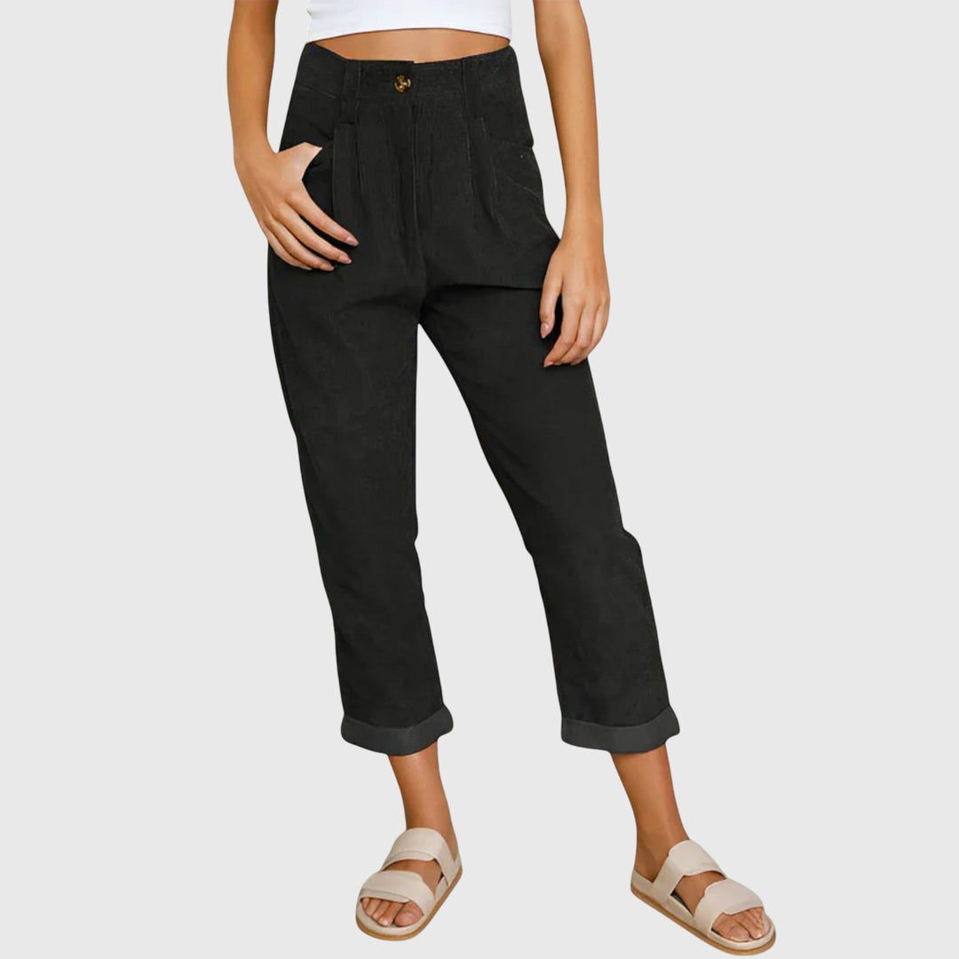 Jana - Modern Cord Pants Black