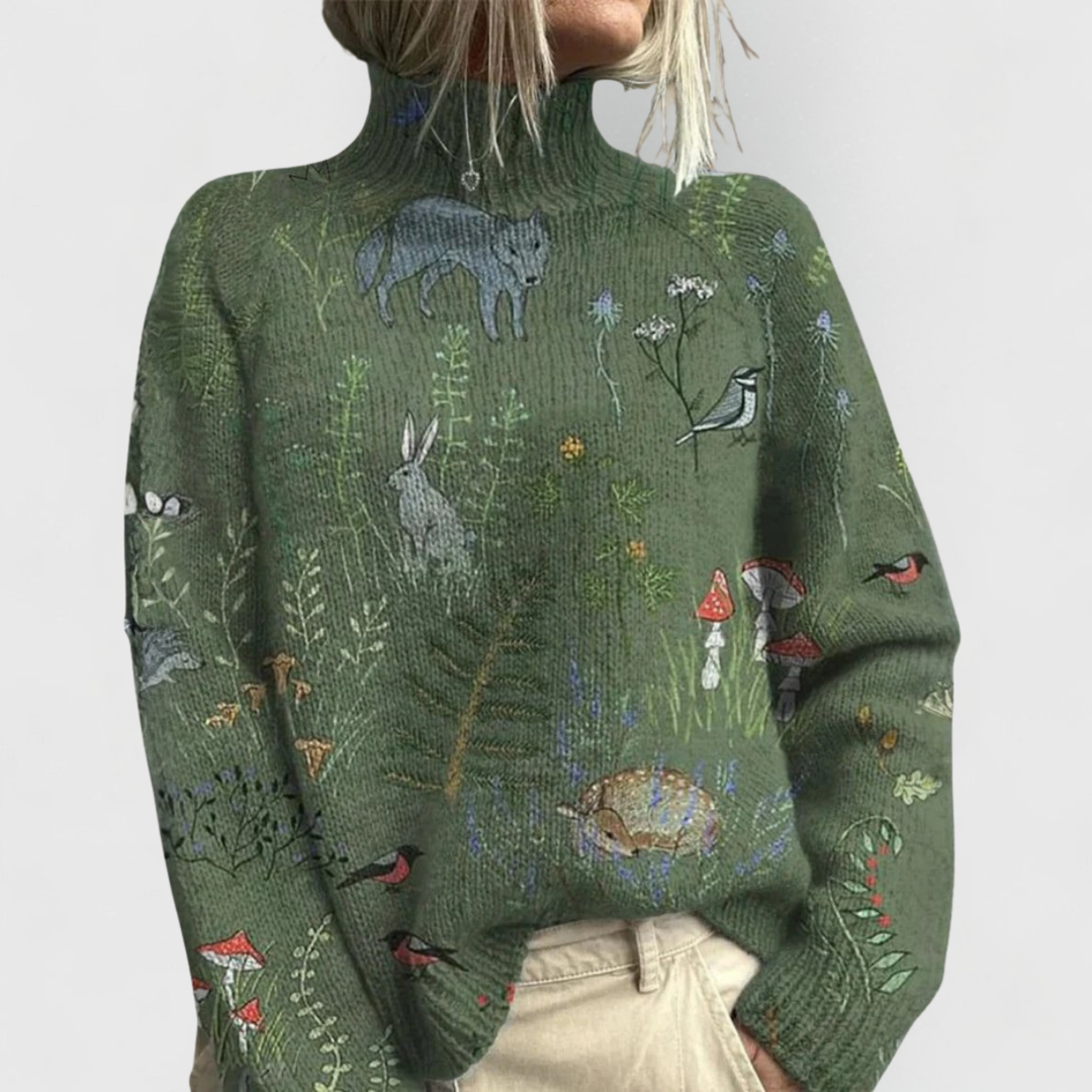 Centenia | Elegant Turtleneck Sweater Green