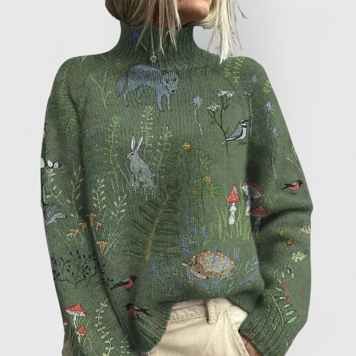 Centenia | Elegant Turtleneck Sweater Green
