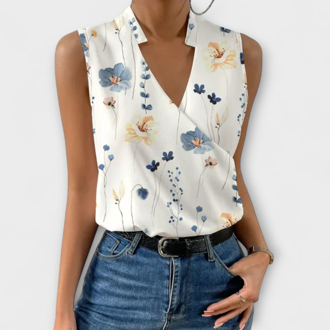 Loretta | Sophisticated V-neck Top Floral 3