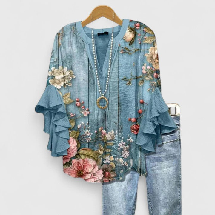 Saryphiah | Comfortable Blouse Floral Blue