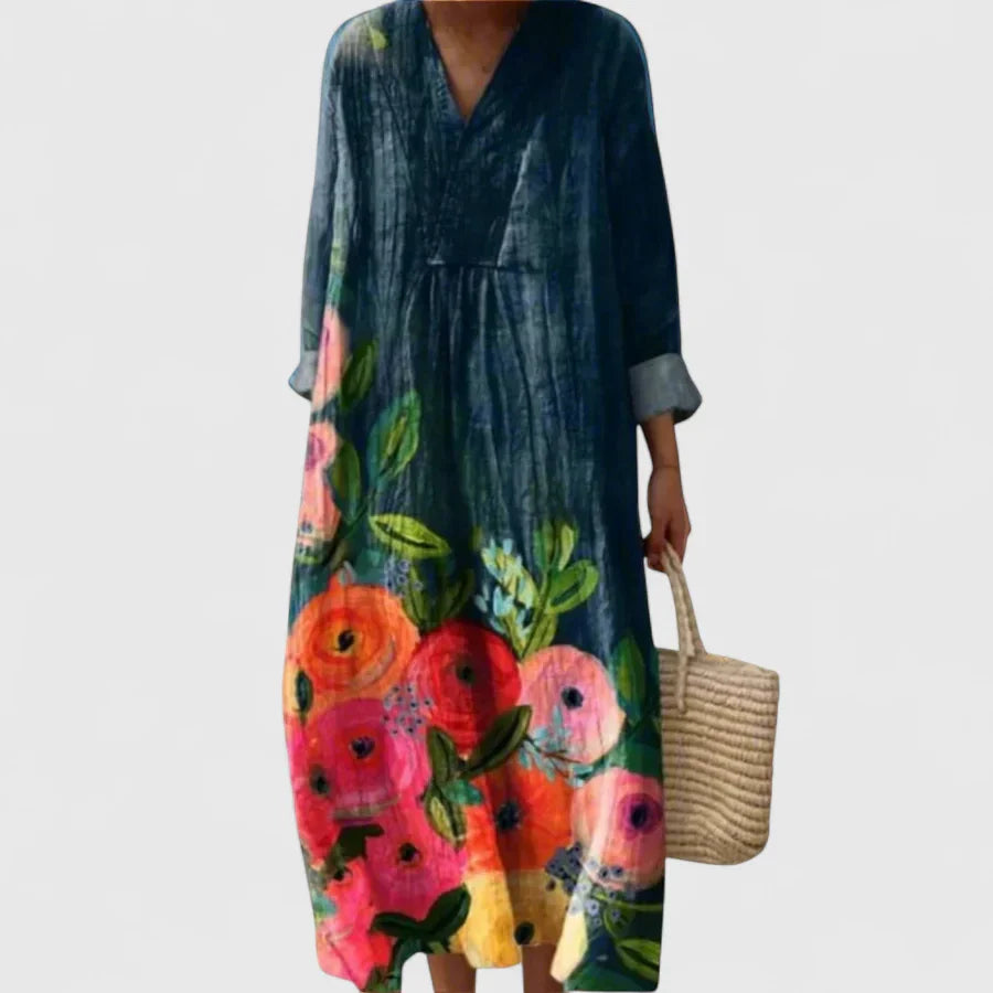 Taylynnne | Elegant Maxi Dress Ocean Blue Floral