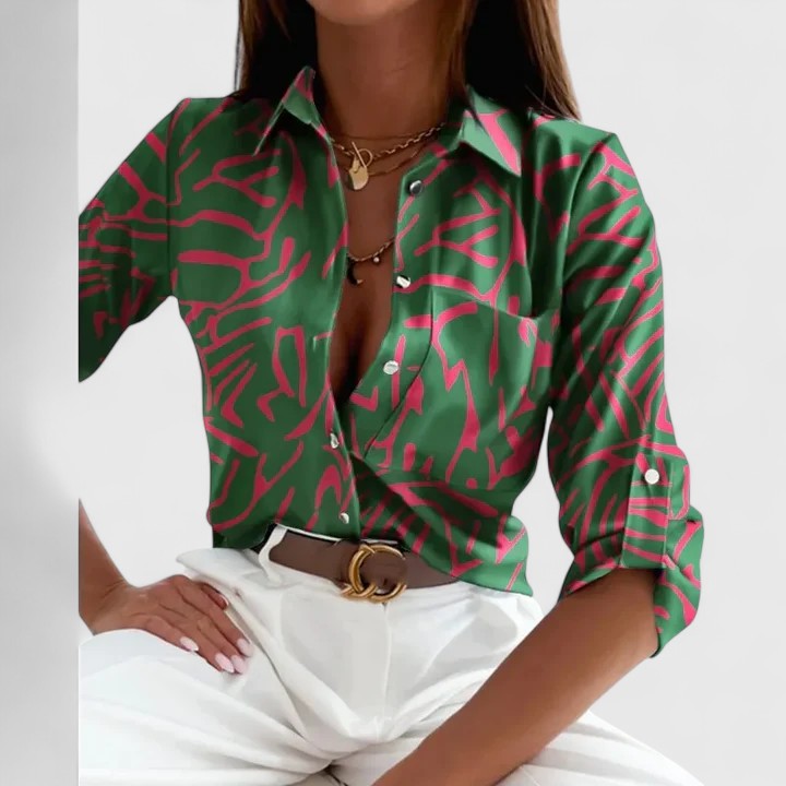 Lisette | Elegant Long Sleeve Blouse Green