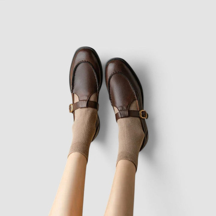 Zhelynne | Orthopedic Square-Toe Mary Jane Shoes Brown