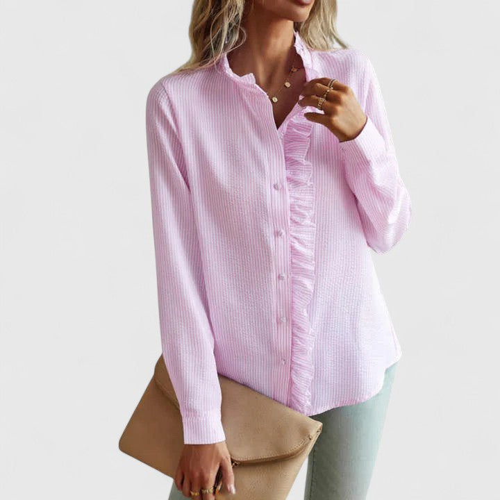 Yasmine | Sophisticated Long Sleeve Blouse Light Pink