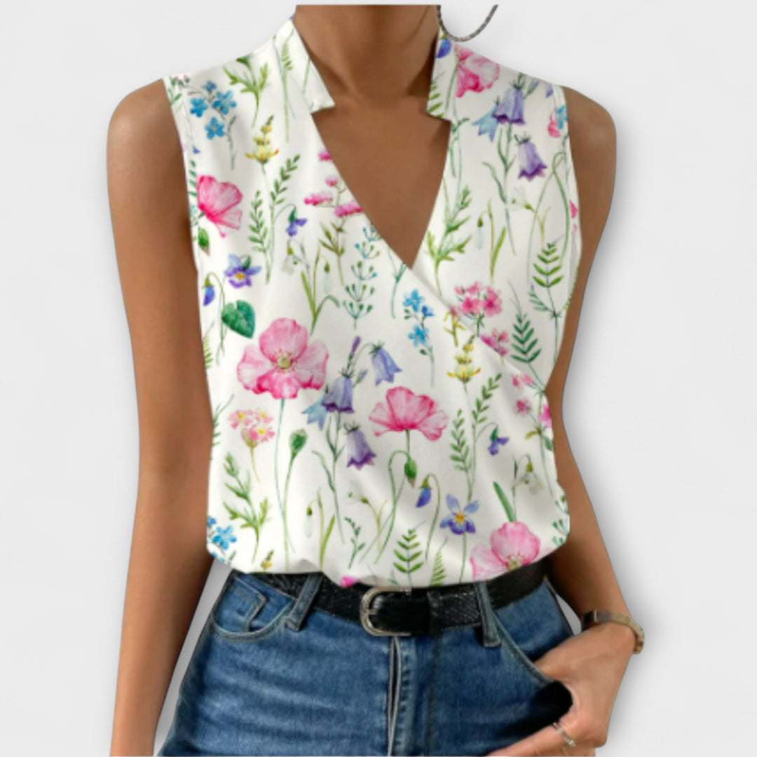 Loretta | Sophisticated V-neck Top Floral 1
