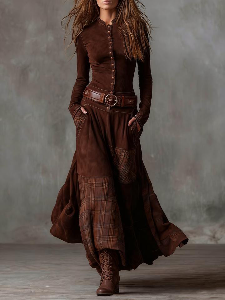 Orlix | Sophisticated Maxi Dress Brown