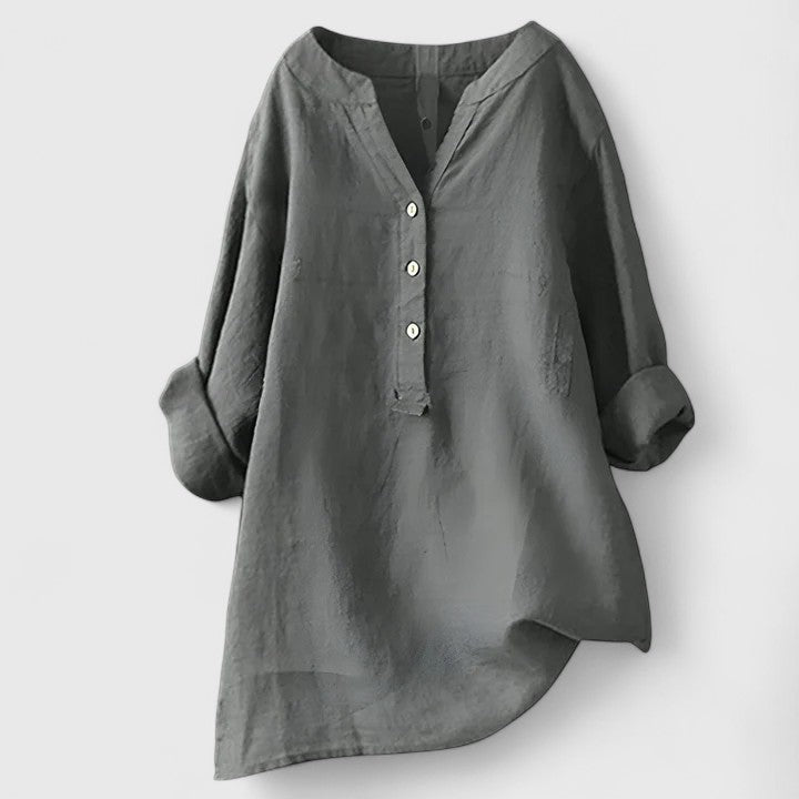 Larienne | Elegant Button-Front Shirt Light Gray