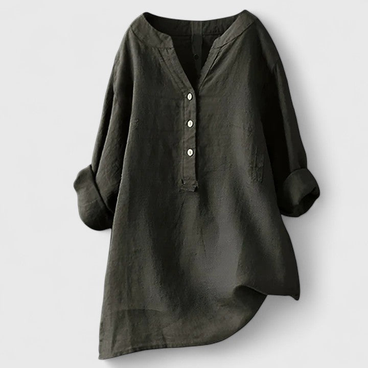 Larienne | Elegant Button-Front Shirt Dark Gray