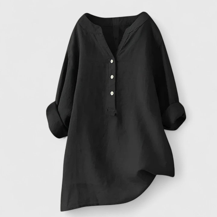 Larienne | Elegant Button-Front Shirt Black