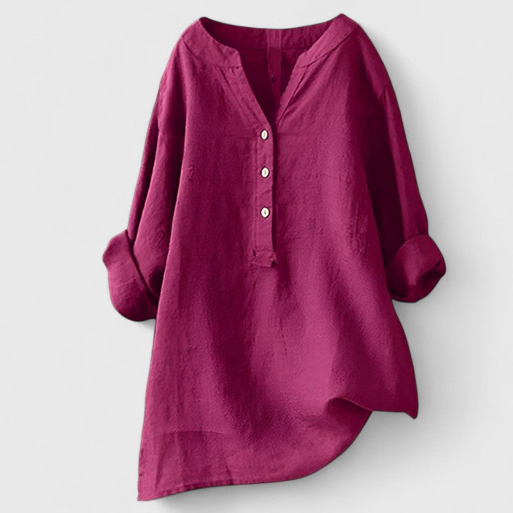 Larienne | Elegant Button-Front Shirt Pinkish Red