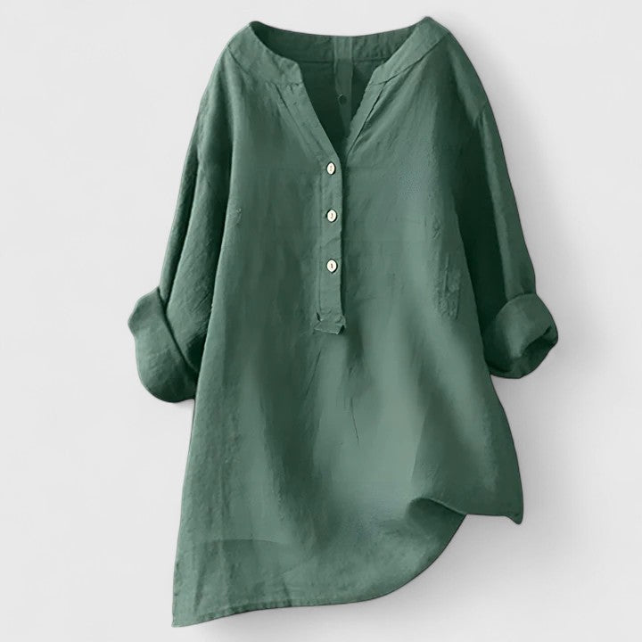 Larienne | Elegant Button-Front Shirt Green