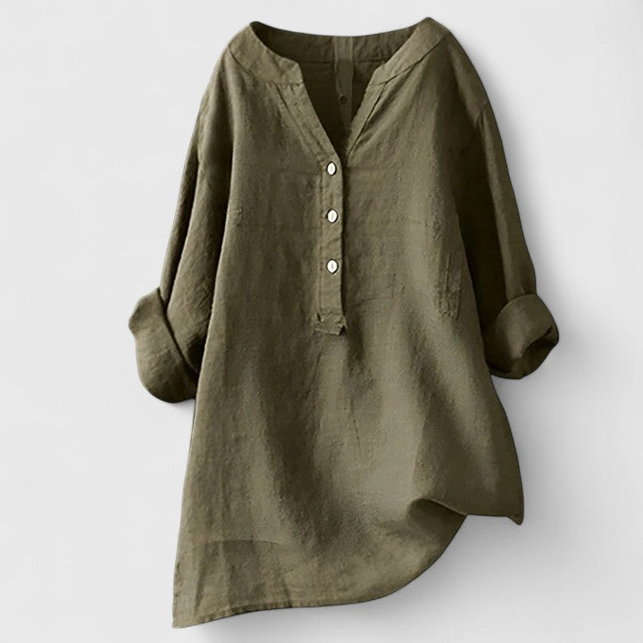 Larienne | Elegant Button-Front Shirt Brown