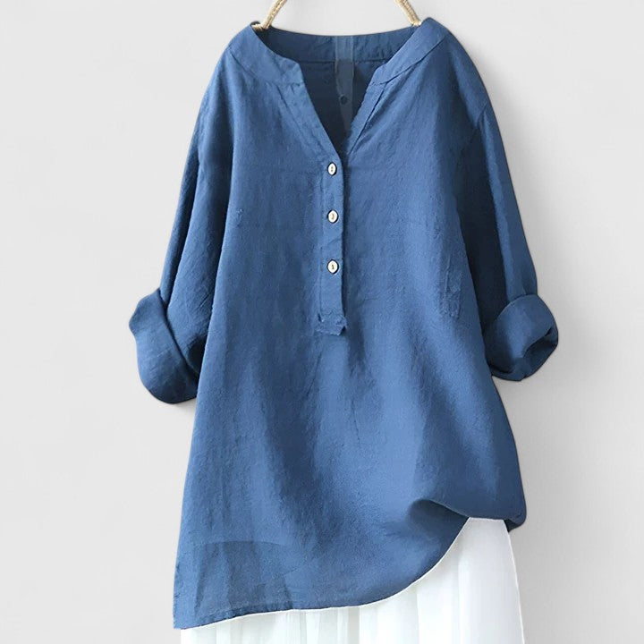 Larienne | Elegant Button-Front Shirt Royal Blue