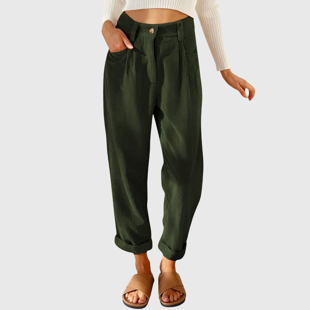 Jana - Modern Cord Pants Green