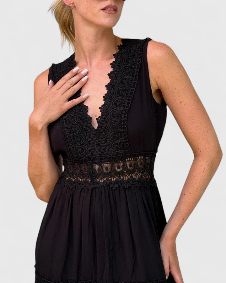 Alena | Elegant Midi Dress Black