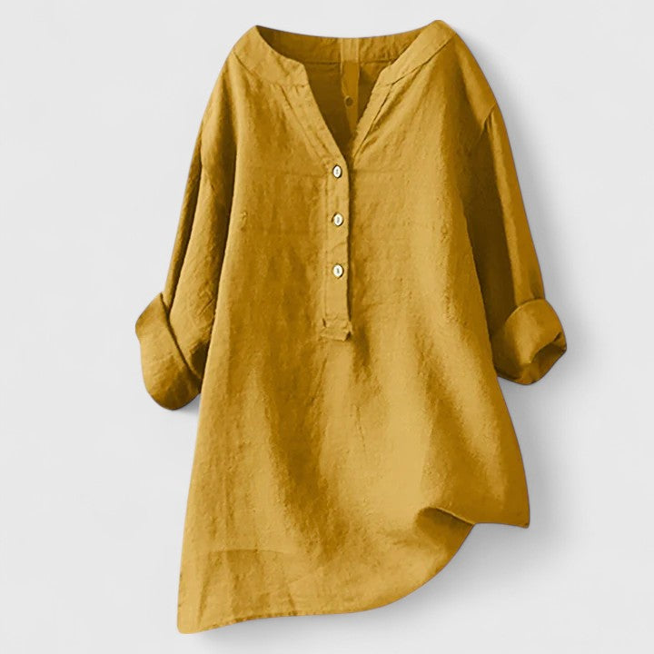 Larienne | Elegant Button-Front Shirt Yellow
